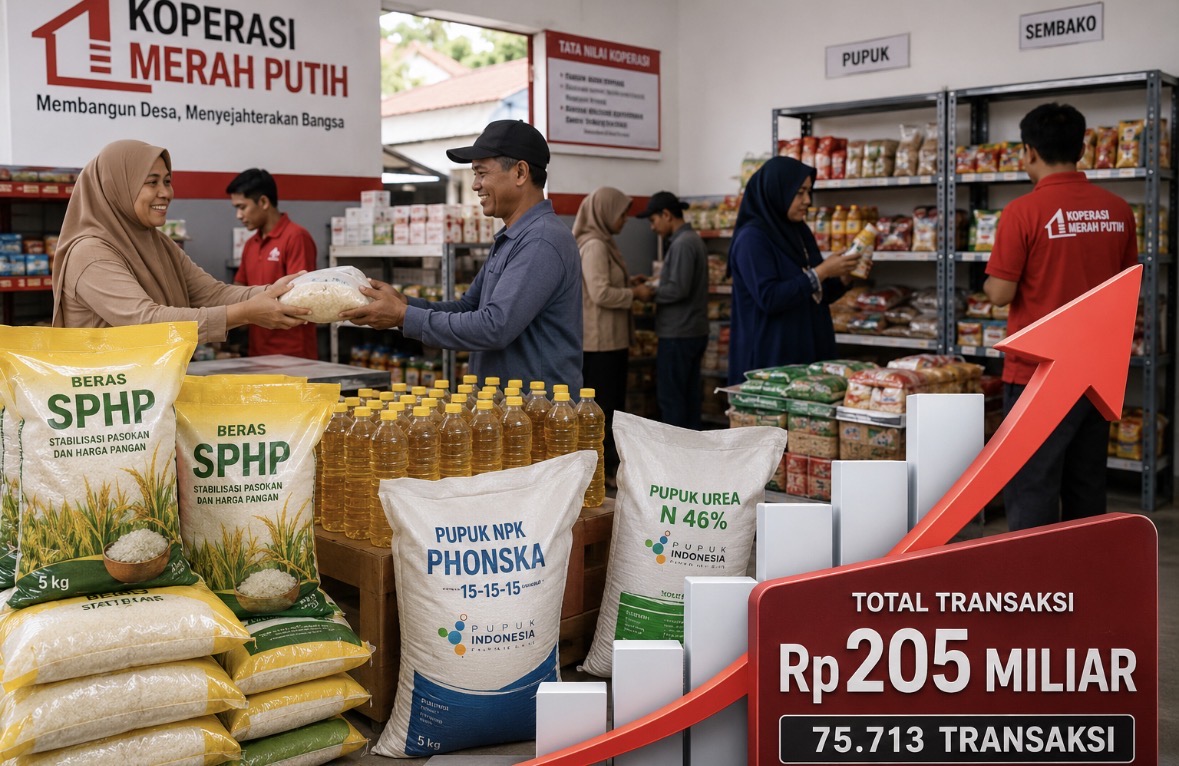 Transaksi Koperasi Merah Putih Capai Rp205 Miliar, Beras Jadi Produk Terlaris