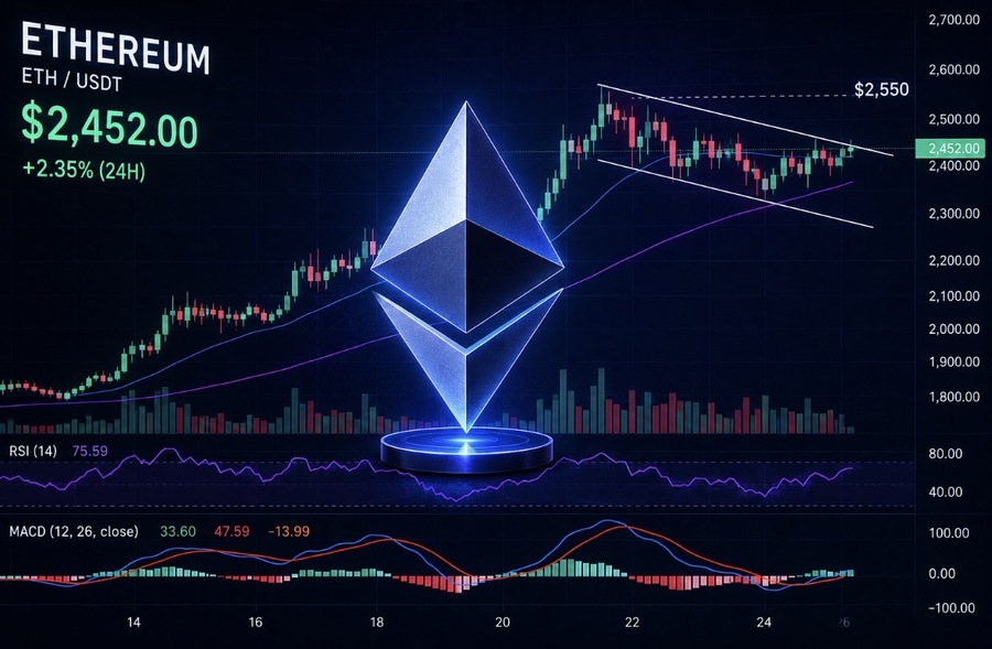 Ethereum Bertahan di US$2.450, Pola Bull Flag Mengindikasikan Potensi Rally