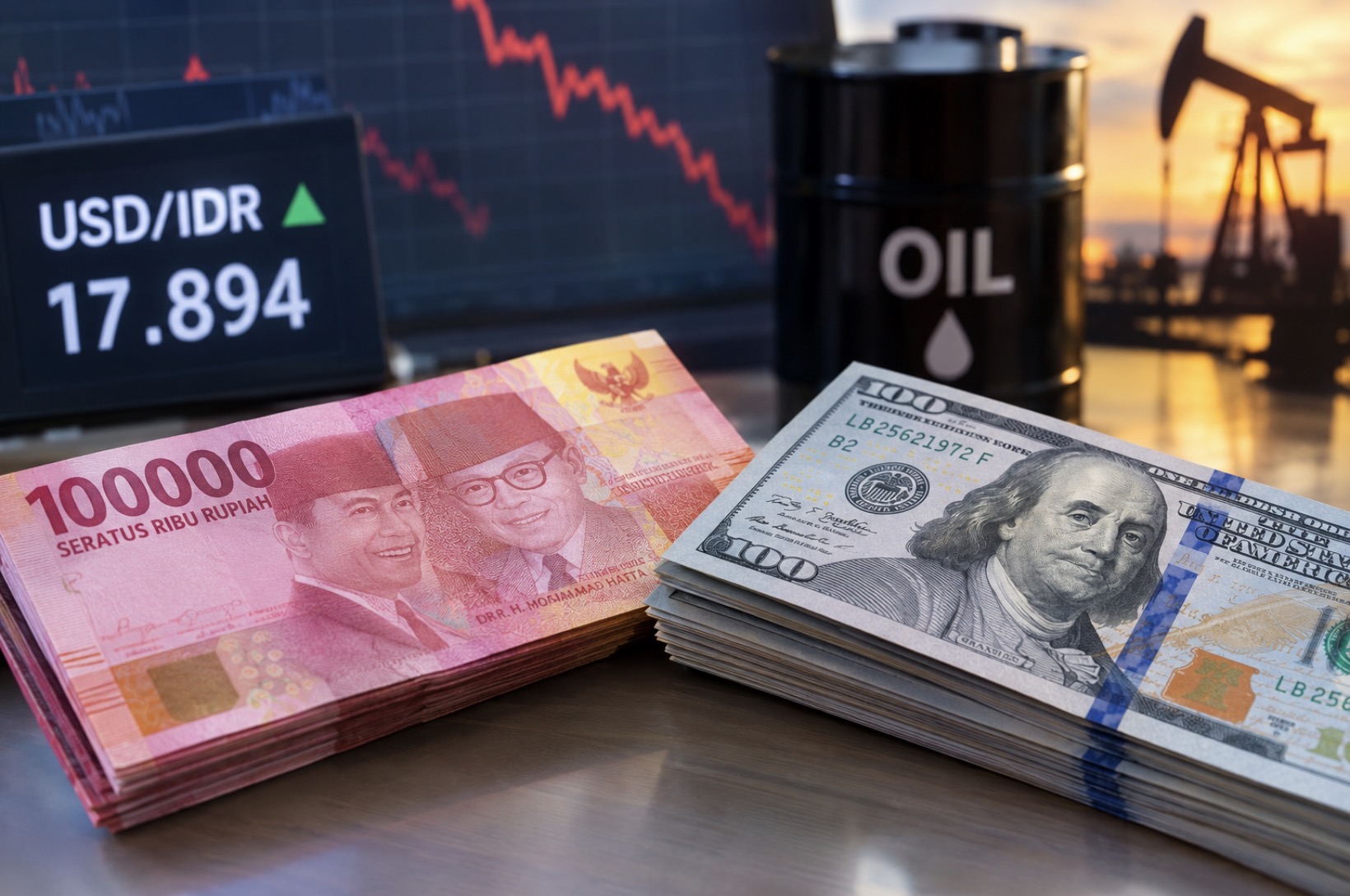 Rupiah Menguat ke Rp17.894 per Dolar AS, Harga Minyak Turun